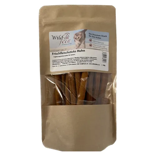 Wild & Fein Frischfleischsticks Huhn für Katzen - 100 g Katzensnack Katzenstick