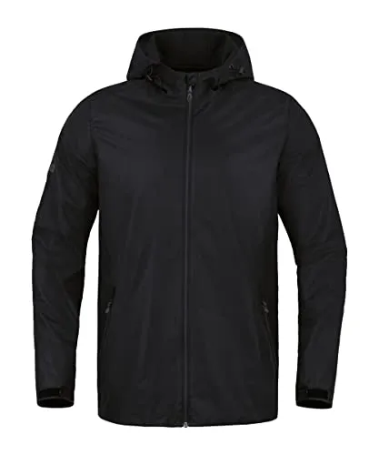 JAKO Herren Allwetterjacke Allround, Schwarz, 4XL - Funktionsjacke mit wasserabweisendem Obermaterial, PU-Beschichtung und weichem Fleece-Kragen für optimalen Komfort bei jedem Wetter.