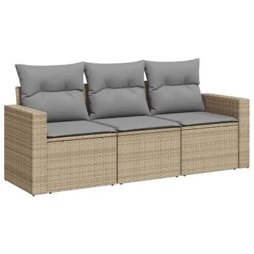 vidaXL 3-tlg. Garten-Sofagarnitur mit Kissen Beige