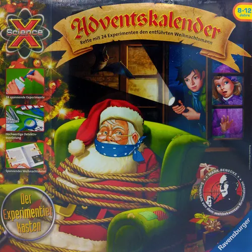 Ravensburger Adventskalender ScienceX - Rette den entführten Weihnachtsmann - Adventskalender für 8-11 Jahre, spannender Experimentierkasten mit interaktiven Aufgaben und lehrreichen Inhalten von Ravensburger.