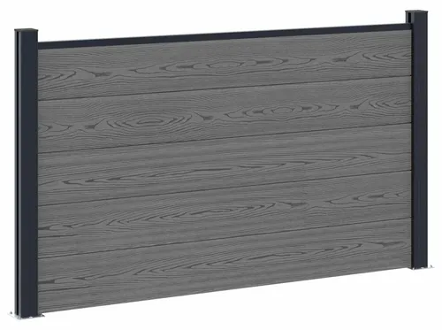 vidaXL Zaunelement WPC und Aluminium Grau, (1-St) - Modernes Zaunelement aus robustem WPC und Aluminium für Privatsphäre im Außenbereich. Wetterbeständig und pflegeleicht – ideal für kreative Gartenlayouts und schnelle Montage.
