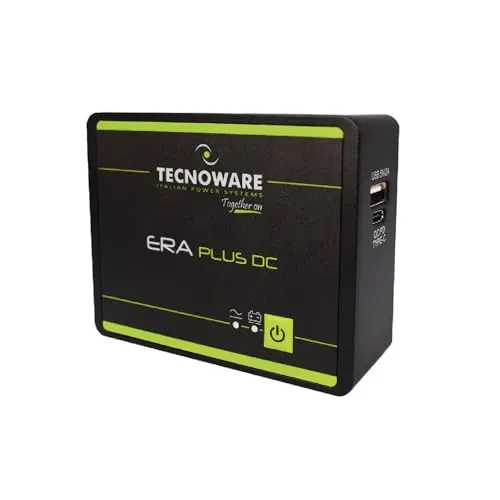 Tecnoware Mini UPS ERA Plus DC für WiFi/Modem - USV-Lösung für Modems und Videoüberwachung mit 5200mAh Akku, schützt vor Stromausfällen und Spannungsschwankungen, bietet bis zu 240 Minuten Autonomie.