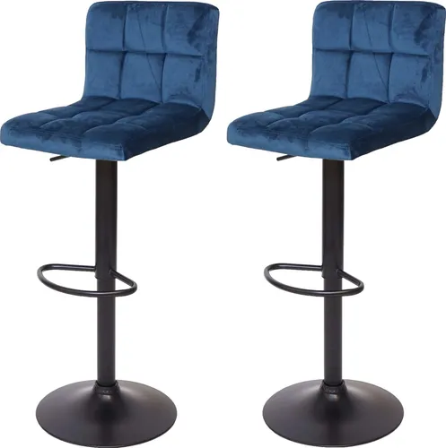 HWC-G87 Barhocker 2er-Set, höhenverstellbar in Samt petrol-blau - Moderne Barhocker, stufenlos höhenverstellbar und 360° drehbar. Bequeme Polsterung und elegante Ziernähte sorgen für Komfort und Stil in jedem Zuhause.