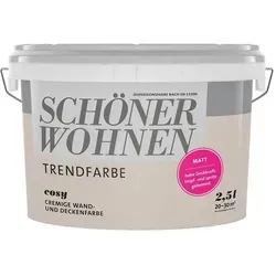 SCHÖNER WOHNEN Trendfarbe Wandfarbe Deckenfarbe cosy 2,5 l - Farben für den Innenbereich, schmutzabweisend und mit hoher Deckkraft, ideal für ein gemütliches Zuhause. Abdeckung: 21-30 m², matt, wasserbasiert.