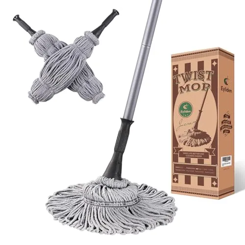 Eyliden Twist Mop mit 2 Mikrofaserköpfen – Selbstwringender Wischmopp für alle Böden