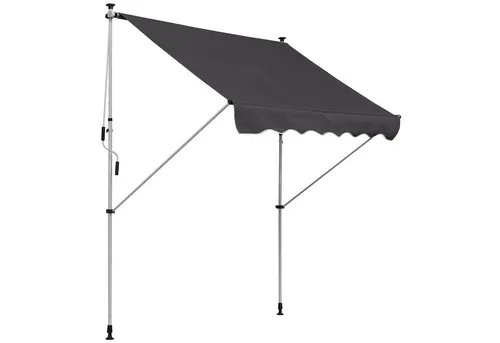 furnicato Klemmmarkise Gelenkarmmarkise 150cm breit Grau für Balkon - Hochwertige Klemmmarkise für Balkone, 150 cm breit, aus robustem Aluminium. Ideal für Schatten und Schutz bei sonnigen Tagen. Einfache Montage ohne Bohren.