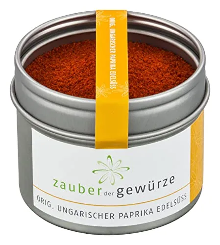 Zauber der Gewürze Paprika edelsüß - Paprikapulver original aus Spanien, verfeinert Gulasch und Suppen, Spitzen-Qualität in wiederverschließbarer Aroma-Dose, 55 g