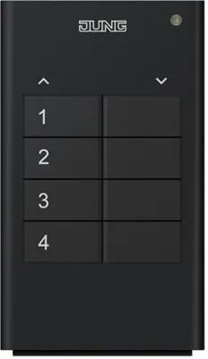 Jung FMHS4 Funk-Handsender 4-kanalig - Sonstige Elektroinstallationsartikel mit 4 Kanälen für individuelle Szenensteuerung, batteriebetrieben und mit bis zu 100 m Reichweite für flexible Funkübertragung.