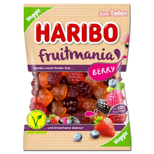 Haribo Fruitmania Berry Fruchtgummi 160g - Fruchtgummi mit köstlichem Beerengeschmack, perfekt für Naschkatzen und vegetarisch. Ideal für süße Snacks oder Partys!
