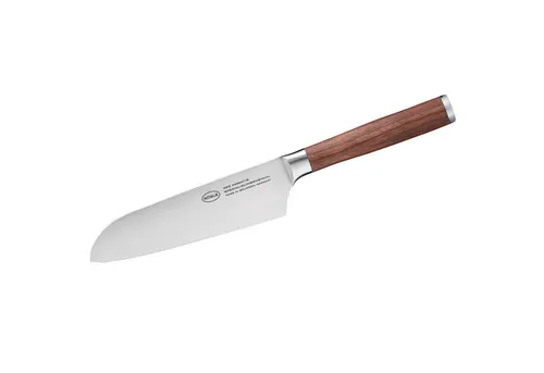 RÖSLE Santokumesser Masterclass 17 cm - Hochwertiges Kochmesser aus Solingen mit ergonomischem Walnussholzgriff, ideal für präzises Schneiden von Fleisch, Fisch und Gemüse. Perfekt für jede Küche!
