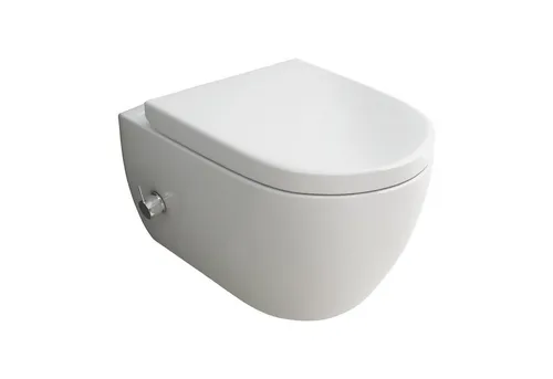 Alpenberger Tiefspül-WC mit Bidet-Funktion - Spülrandloses Wand-WC mit integrierter Bidet-Duschfunktion für hohe Hygiene. Ideal für mehr Selbstständigkeit im Bad, besonders für ältere Menschen oder Personen mit Einschränkungen.