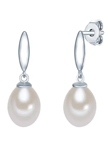 Valero Pearls Perlenohrringe aus Süßwasser-Zuchtperlen - Elegante Perlenohrringe aus hochglanzpoliertem Sterling Silber, ideal für besondere Anlässe oder den Alltag. Mit 8.0 und 9.0 mm großen Süßwasser-Zuchtperlen.