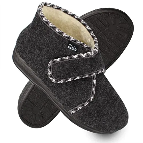filsko® Hedlunda Hausschuhe aus Schafwolle - Warm & Weich mit Klettverschluss - Größe 36 EU - Bequeme Hausschuhe aus hochwertiger Schafwolle, ideal für kalte Tage. Mit flexiblem Gummi-Profil und praktischem Klettverschluss für optimalen Halt.