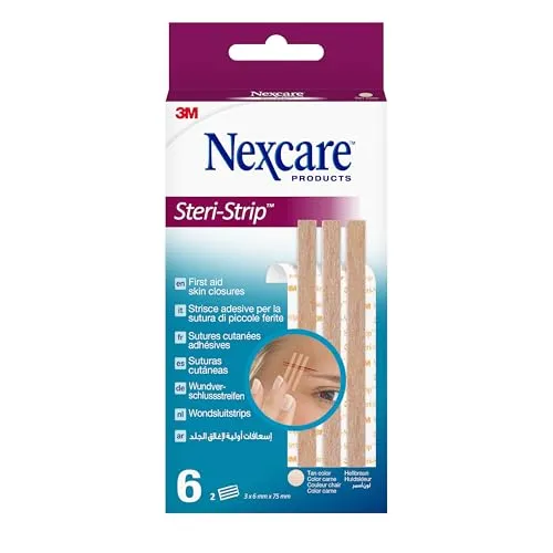 Nexcare Steri-Strip Wundverschlussstreifen, braun, 6 mm x 75 mm 6/Packung
