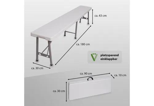 TRUTZHOLM Bierzeltgarnitur - Klappbank für 4 Personen - Bierzeltgarnituren, klappbar und wetterbeständig, ideal für Gartenpartys oder Feste, aus robustem Kunststoff und Metall, moderne Optik in Weiß.