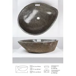 wohnfreuden Aufsatzwaschbecken Naturstein Waschbecken 60 cm, 621_Da1.152 grau 621_Da1.152 | Ø 60 cm x 60 cm x 15 cm x 60 cm