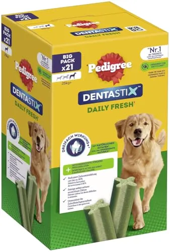 Pedigree DentaStix Fresh Hundeleckerli für große Hunde, Kausnack gegen Zahnsteinbildung, Für gesunde Zähne und einen frischen Atem, 4 er Pack, 4 x 28 Stück
