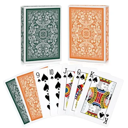Spielkarten 2 Stück Standard Spielkarten Designer Profi Pokerkarten Kartendeck Spielkarten für Familien Kartenspiele Party Texas Holdem Poker Blackjack Euchre Canasta Pinochle-Kartenspiel Casino Grade