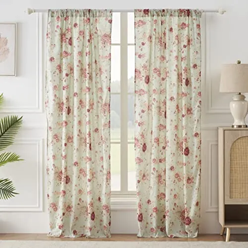 Produktbild Greenland Home Vorhang, 100% Baumwolle, Antik-Rose, je 107 x 213 cm, Blau, 2 Stück