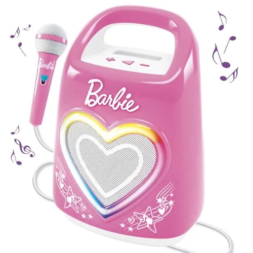 Lisciani 104475 - Barbie Partymaker Lautsprecher und Mikrofon - Musikanlagen für unvergessliche Partys! Der kabellose Lautsprecher mit Bluetooth-Verbindung und Mikrofon bringt Stimmung auf jede Feier.