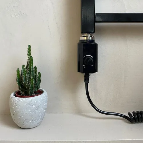 Campo24® Elektro Heizstab 1200W Schwarz Heizpatrone mit Thermostat & Frostschutz Heizstab für Heizkörper & Handtuchheizkörper Weiß, Schwarz oder Chrom