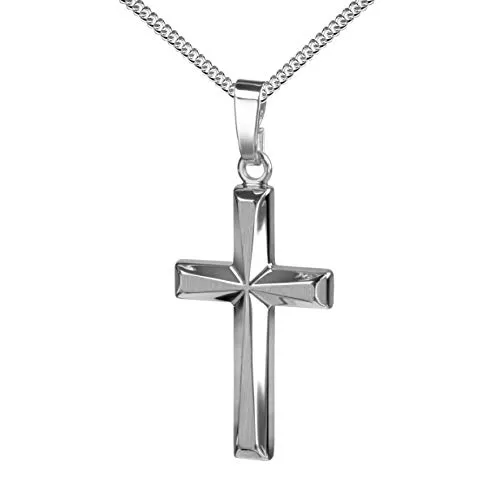 JEVELION Kreuz-Anhänger aus 925 Silber mit Panzerkette von JEVELION