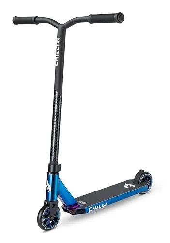 Chilli Rocky Vol.3 Stuntscooter - Blau/Neochrome - Cityroller für ambitionierte Rider, mit robustem Design und hochwertiger Ausstattung für optimale Tricks und Performance im Skatepark.
