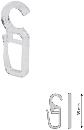 Faltenclip LIEDECO, transparent, H:3,5cm Ø:1cm, Kunststoff, Gardinenbefestigungen, Faltenlegehaken, für Gardinenringe Öse 10 mm