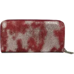 styleBREAKER Geldbörse mit genarbter Oberfläche im Antik Metallic Look, umlaufender Reißverschluss, Portemonnaie, Damen 02040091