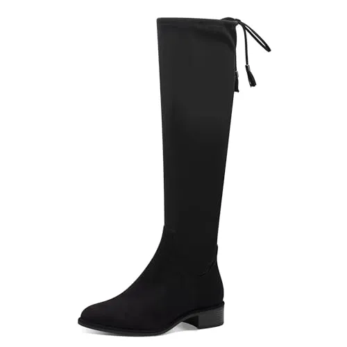 MARCO TOZZI Damen Hohe Stiefel mit Absatz Kniehoch Spitz, Schwarz (Black) 38 EU - Wanderschuhe mit innovativer Futtertechnologie für hohen Tragekomfort und optimale Passform, ideal für Alltag und schicke Anlässe.
