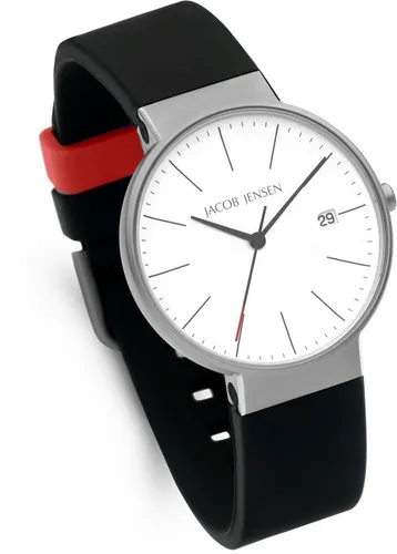 Jacob Jensen Herren-Armbanduhr Titan Quarz Schwarz/Silberfarben 183 - Elegante Armbanduhr aus Titan mit Quarzwerk, leicht und hypoallergen, perfekt für stilbewusste Herren.
