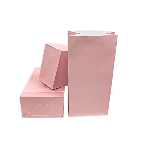 Frau WUNDERVoll® 60 Papiertüten mit Boden, rosa, 12x7x24cm (Vorteilsmenge) / Blockbodenbeutel, Tüte, Papierbeutel, Geschenktüte, Geschenkbeutel, Gastgeschenk, Hochzeit, Mitgebseltüte, Falttasche