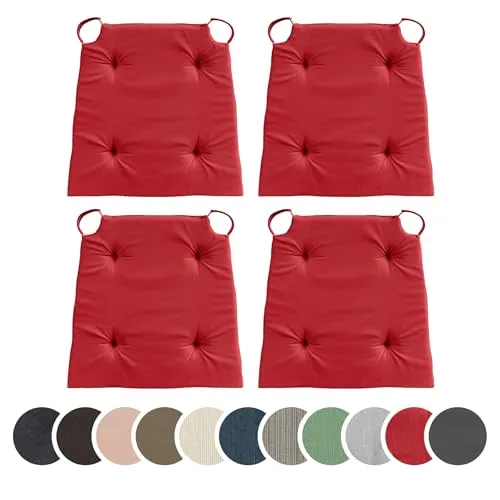 Sleepling 4er Set Stuhlkissen - Komfort für drinnen und draußen - Stuhlkissen mit Klettverschluss, 100% Baumwolle, ideal für hohen Sitzkomfort und einfache Befestigung auf allen Stühlen. Made in EU, perfekt für Garten und Zuhause.