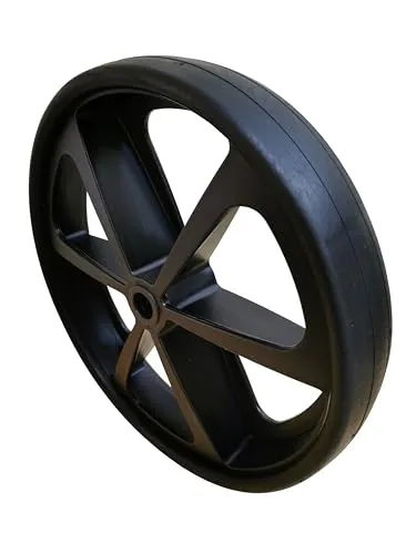 Pannensicheres Rad 400 mm Thermoplastischer Gummi Schubkarre Ersatzrad Slipwagen, Rollenlagerbohrung 25mm (W7/2/400/PPS/TPRS/L/55-Shore), Schwarze Felge, schwarzer Gummi, Tragkraft 300Kg.