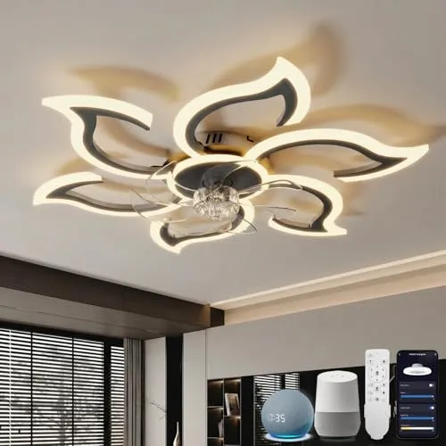 YOLEDY Smart Deckenlampe mit Ventilator in schwarz von YOLEDY