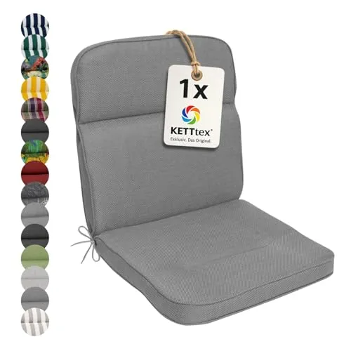 KETTtex EXKLUSIV Auflage Mittellehner grau I Gartenstuhl Polster 110x50x7cm I hochwertige & Pflegeleichte Sesselauflage I Wetter- & formbeständige Stuhlauflage I KTH3 Sitzauflage