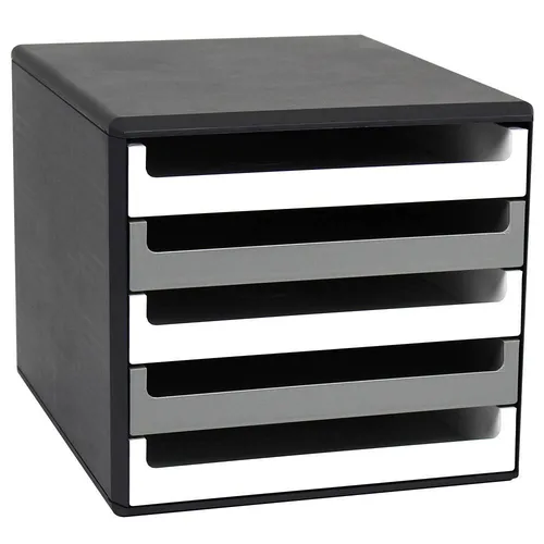 Böttcher-AG Schubladenbox A4 - Briefkörbe mit 5 Fächern aus hochwertigem Kunststoff, ideal zur Organisation von Kleinteilen. Stapelbar und Made in Germany für höchste Qualität.