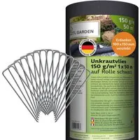 TTL GARDEN Unkrautvlies 150g/m² 1x50m inkl. 100 Erdanker in grau von TTL GARDEN