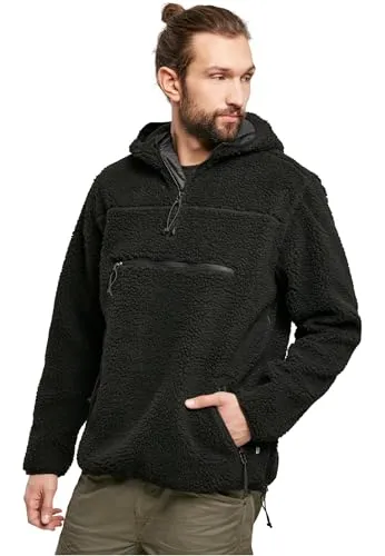 Brandit Teddyfleece Worker Pullover XXL - Schwarz - Funktionsjacke aus hochflorigem Teddy-Fleece, bietet hohe Wärmeleistung und angenehmes Tragegefühl, ideal für Outdoor-Aktivitäten.