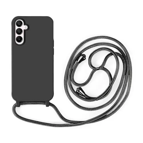 Handykette Kompatibel mit Samsung Galaxy A15 | Necklace Hülle mit Band, Handyhülle zum Umhängen | Case mit Handykordel, Stoßfeste Schutzhülle zum Umhängen Kordel | Schwarz
