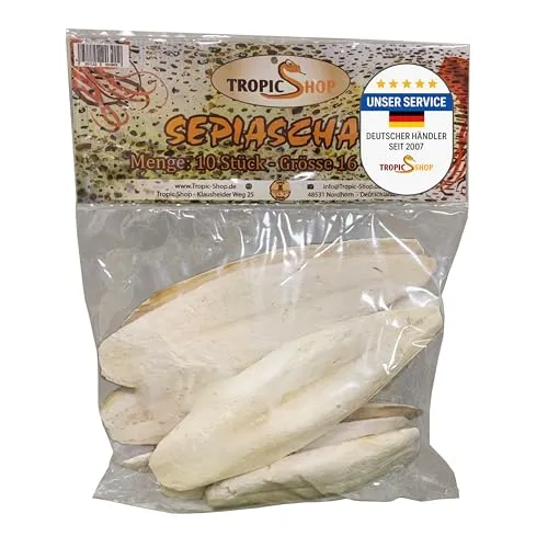 Tropic Shop, 8-10 Stück 15-25cm Sepiaschalen Packung, 100% Reine Qualität, Optimale Gesundheitsförderung, Kalziumversorgung, Premium Pflege & Aufbau, Geeignet für Reptilien und Vögel