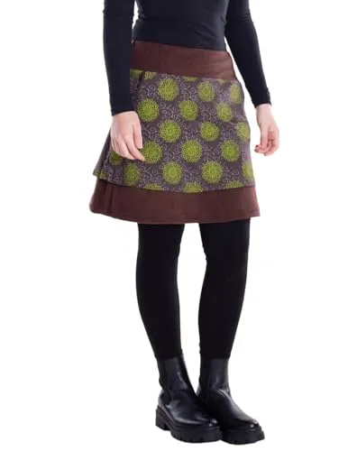 Vishes - Alternative Bekleidung - Thermorock Warmer Damen Winterröcke kurz Lagenlook aus ECO-Fleece braun 44