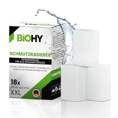 BiOHY Schmutzradierer Schwamm (1 x 18 Stück) | Zauberschwämme für Schuhe, Küche, Bad, Wände und Autos | Reinigungsschwämme für hartnäckige Flecken