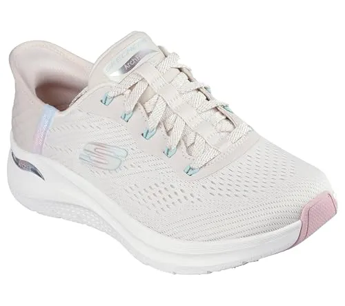 Skechers Damen Sports Shoes, Natur, 39 EU - Damen-Sneaker mit atmungsaktivem Funktionsmesh, stoßdämpfender Zwischensohle und Skechers Arch Fit für optimalen Tragekomfort.