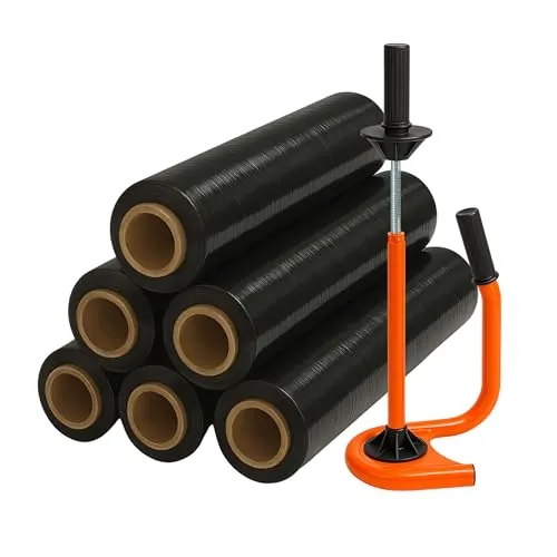 Freiziel® Profi Abroller Premium Orange+ 6 Rollen 2,5 kg Stretchfolie 23 my (schwarz)