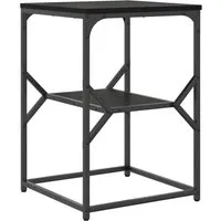 vidaXL Beistelltisch Schwarz Eiche 41x40x60 cm - Stylischer Nachttisch aus MDF und Eisen mit modernem, mattem Schwarz. Ideal für kleine Räume, bietet viel Stauraum für Lampen und Bücher.
