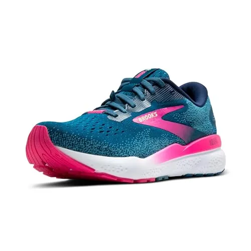 Brooks Damen Ghost 16 GTX Sneaker - Wasserdicht in Moroccan Blue Pink Yellow, Größe 38 EU - Laufschuhe mit wasserdichtem Schutz und neuer, leichter Dämpfung für sanfte Übergänge beim Laufen.