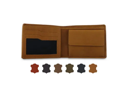 AKAROA Geldbörse Trifold Geldbörse Herren aus echtem Rindsleder, Echtes Rindsleder mit RFID Schutz