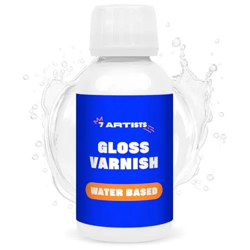 Artists Acryl Klarlack Glänzend 120 ml – Acryl Versiegelung Firnis für Acrylfarben, Bemalte Holz, Steine, Ton | Glanzlack Wasserfest Finish, Schnelltrocknend, Farblos | Glossy Varnish 7