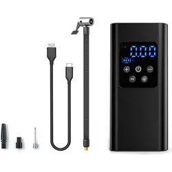 Luftkompressor Auto, Elektrische Luftpumpe 150PSI 4Modi und Voreinstellungfunktion 6000mAh Akku, mit 3 Düse LED-Licht für Auto, Motorrad, Ball
